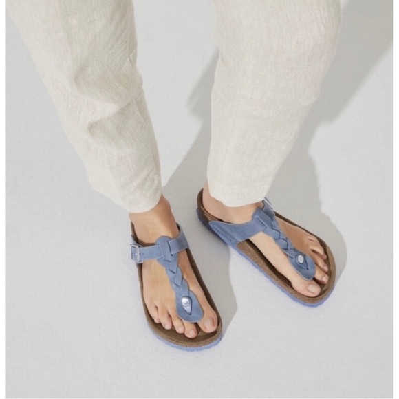 Birkenstock Gizeh Braided Oiled Leather Dusty Blue Sz 37 Regular - Picture 8 of 9